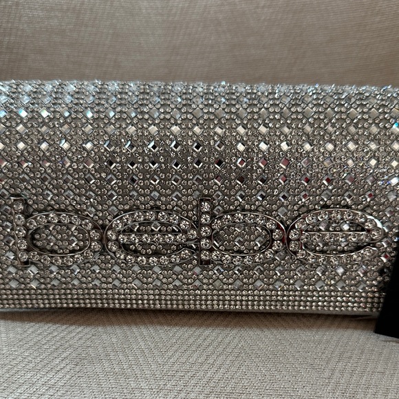 Bebe Sparkling Silver Clutch